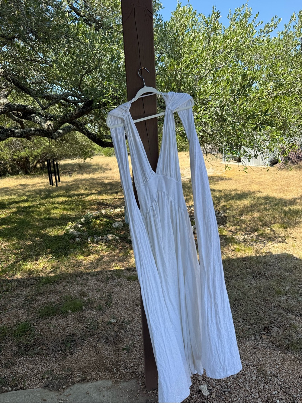 Free People White Maxi Dress with Deep V